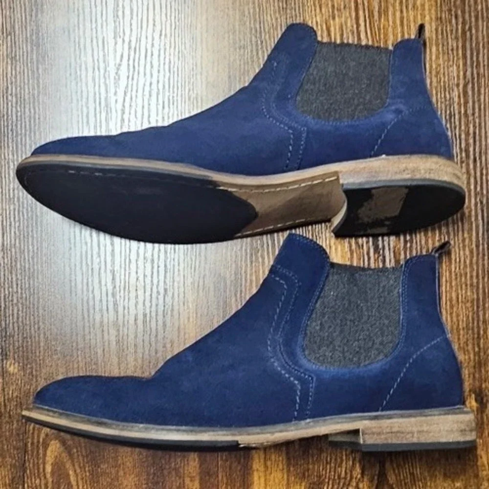 Rails Mens Genuine Navy Blue Suede Chelsea Ankle Casual Jumper Boots Sz 43 US 10